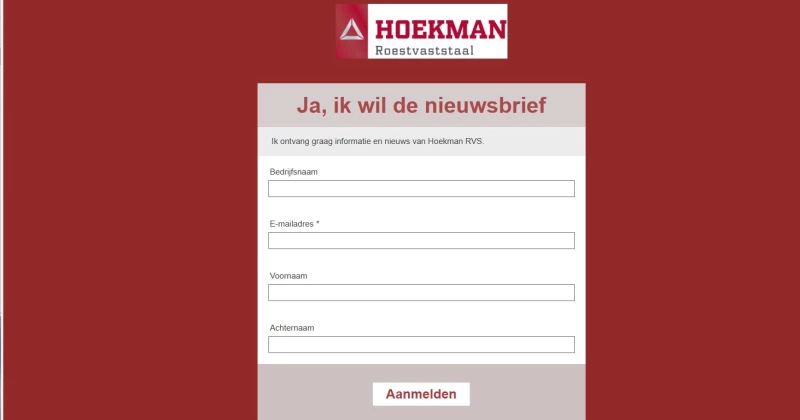 Aanmelding nieuwsbrief Hoekman RVS